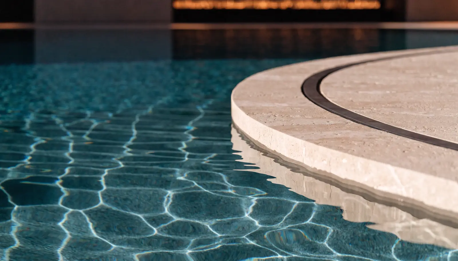 Stone and water material composition expressing the Aurum design approach