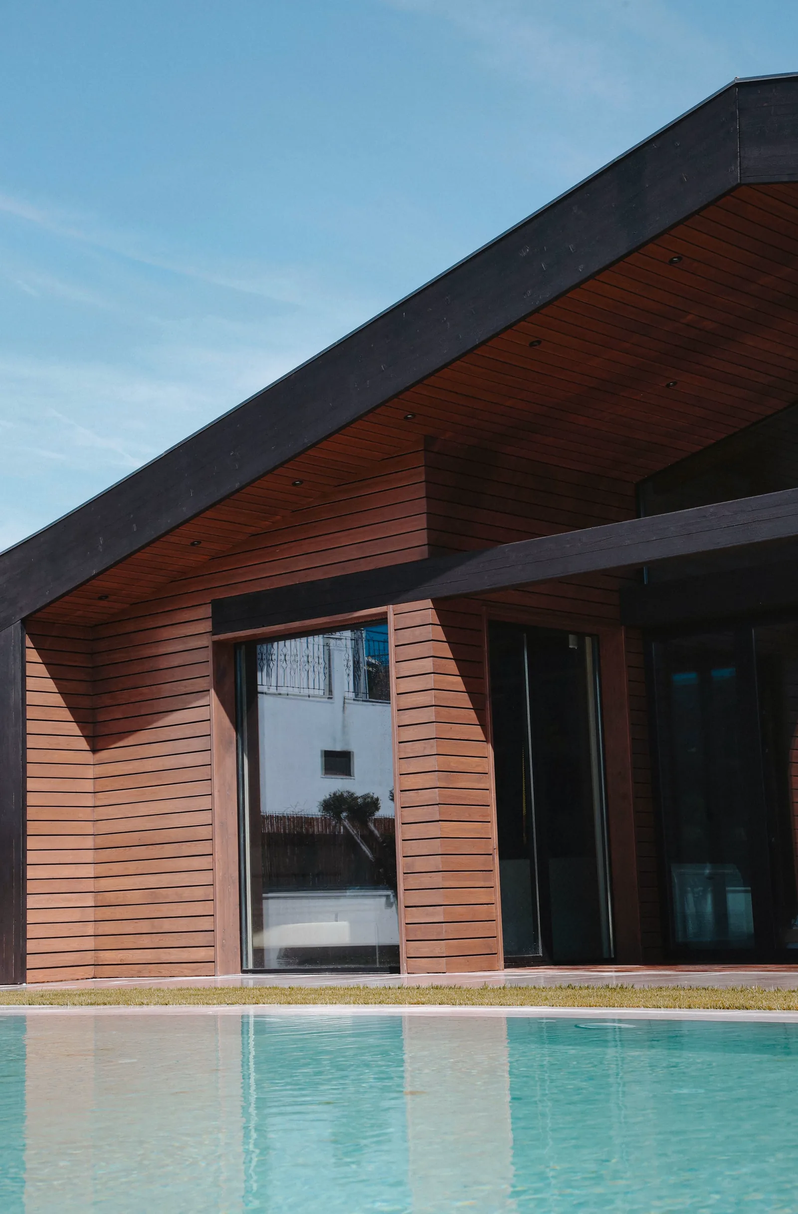 Warm timber outdoor pavilion integrated with landscape